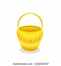 Beautiful gold colored bucket isolated on white