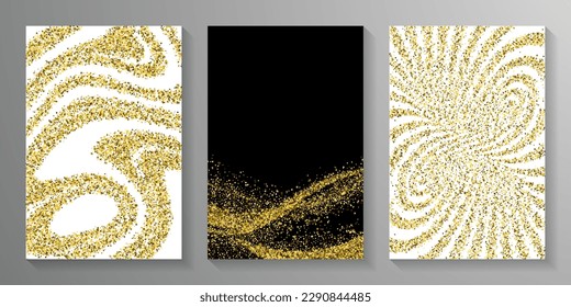 Beautiful gold confetti dust scatter texture. Triangle square circle star elements noise. Holiday decor. Luxury crumb granules grain confetti. Holiday decoration spark explosion