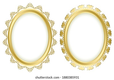 beautiful gold decorative frames - vector. Eps 10. Oval shadow is transparent.