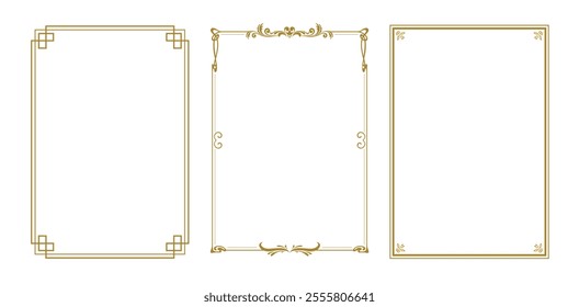 A beautiful gold decorative rectangular frame with various patterns.