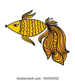 Beautiful gold fish. Vector illustration.