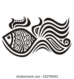 Beautiful gold fish. Vector illustration.