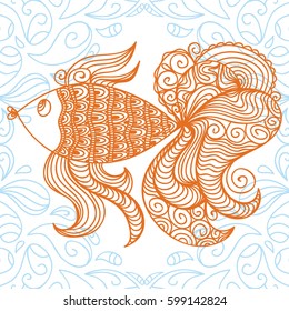 Beautiful gold fish. Vector illustration.