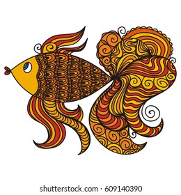 Beautiful gold fish. Vector illustration.