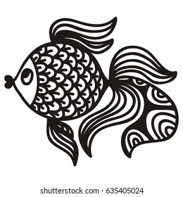 Beautiful gold fish. Vector illustration.