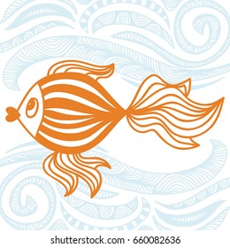 Beautiful gold fish. Vector illustration.
