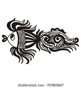 Beautiful gold fish. Vector illustration.