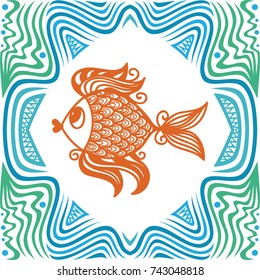 Beautiful gold fish. Vector illustration.