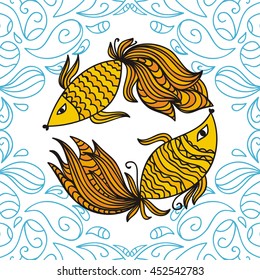 Beautiful gold fishes. Vector illustration.
