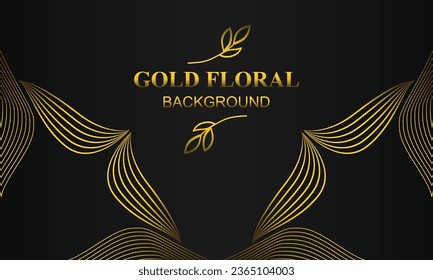 beautiful gold floral background with floral, flower and leaf ornament design