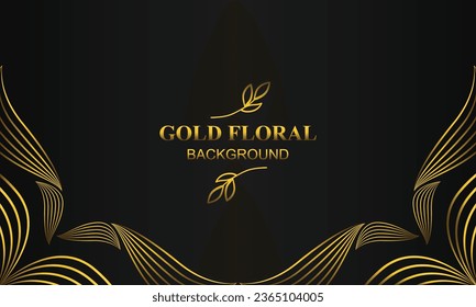 beautiful gold floral background with floral, flower and leaf ornament design