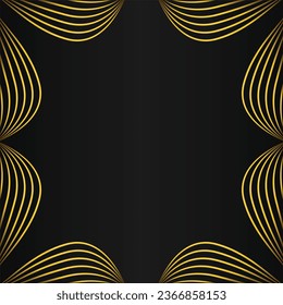 beautiful gold floral frame on black background design