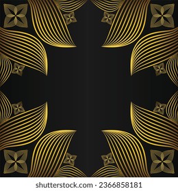 beautiful gold floral frame on black background design