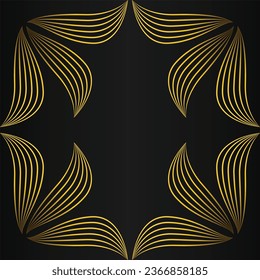 beautiful gold floral frame on black background design