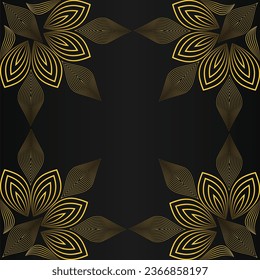 beautiful gold floral frame on black background design