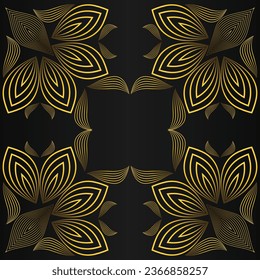 beautiful gold floral frame on black background design