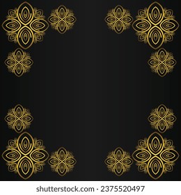 beautiful gold floral frame on black background design