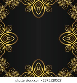 beautiful gold floral frame on black background design