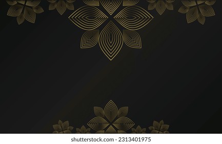 beautiful gold flower petals on black background 