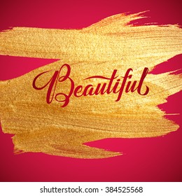 Beautiful. Gold Foil Red Calligraphy Red Poster