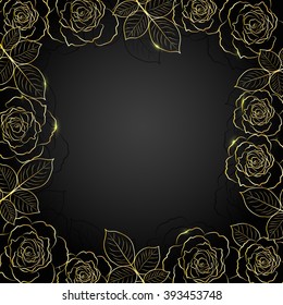 Beautiful gold frame with floral pattern on dark background.