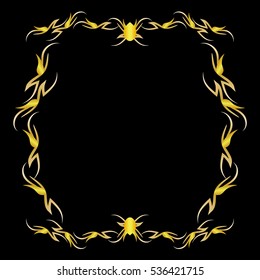 Beautiful  Gold frame   golden color  design on empty black background with space for text  vector eps.10