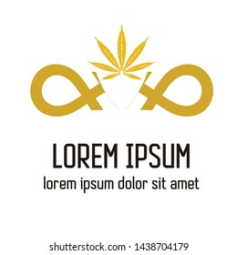 beautiful gold marijuana vector design. a symbol of the majesty of a marijuana