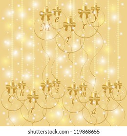 Beautiful gold Merry christmas in christmas balls