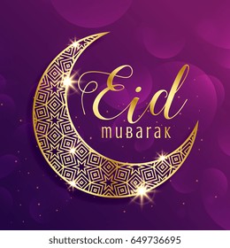 Beautiful Gold Moon Eid Mubarak Festival Greeting Background