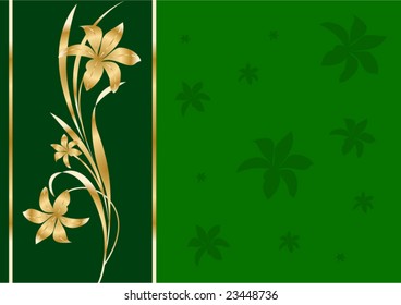 Beautiful gold pattern on a green background
