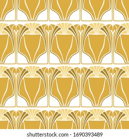Un bonito patrón dorado sobre fondo blanco al estilo Art Nouveau