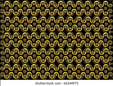 Beautiful gold pattern with waves and stars
