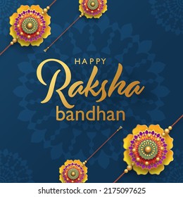 Hermosa tarjeta de bienvenida dorada raksha bandhan con fondo de color.