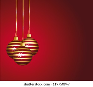 Beautiful gold and red striped ornaments. Red festive vector background.