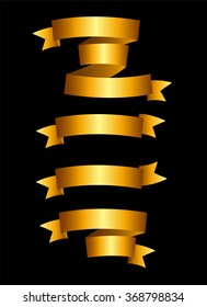 Beautiful Gold Ribbon Label Set Vector Illustration EPS10