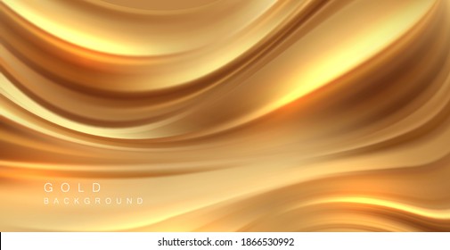 Beautiful Gold Satin. Drapery Background. Vector Illustration