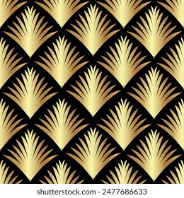 Beautiful gold seamless art deco roaring twenties vector pattern, 