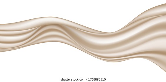 Beautiful Gold Silk. Drapery Textile Background, Vector Illustration