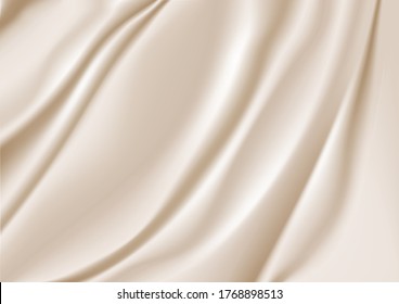 Beautiful Gold Silk. Drapery Textile Background, Vector Illustration
