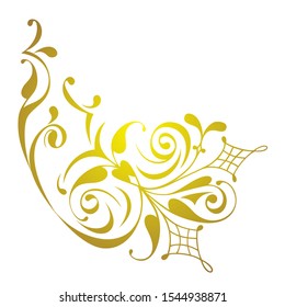 Beautiful gold vector gold floral pattern corner for design your wedding stuff