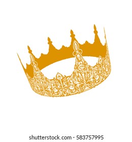 Beautiful gold vintage crown. Patterned old element. Symbol of power. Royal attribute. The symbol of the Board. A nice item for your design.