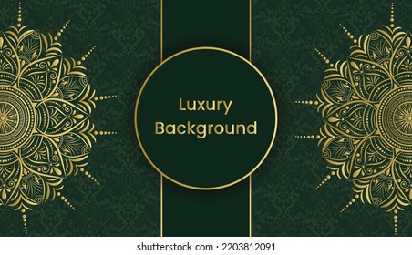 Beautiful gold vintage greeting card background design. Arabesque style decorative mandala background. Invitation, Diwali, India, Indian, Arabic, Damask, Asian, Turkish.