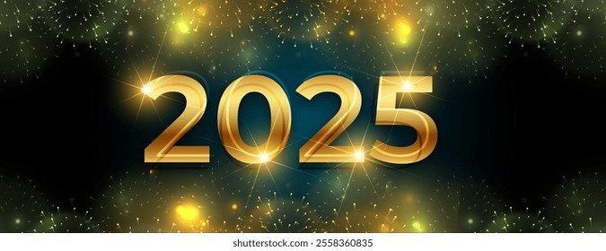 beautiful golden 2025 new year greeting wallpaper with copyspace vector