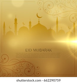 beautiful golden background for eid  mubarak islamic festival