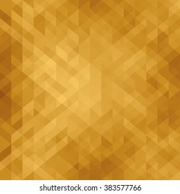 Beautiful golden background with triangle . Geometric design for business presentations. Luxury abstract polygonal mosaic . Web template. Golden card. Vector illustration.