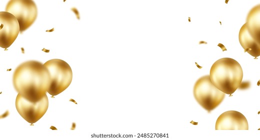 Beautiful golden balloon background for festive decoration. Vector illustration.
