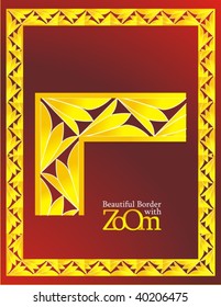 Beautiful Golden Border Magnified on Dark Red Background AS