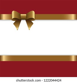 Beautiful golden bow for gift decor. Holiday decoration. Vector yellow bow isolated on white background