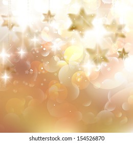 Beautiful golden christmas stars on a golden background. EPS10