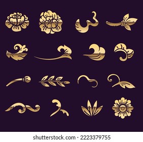 Beautiful golden classical prestige royal style decorative elements and dividers vector set